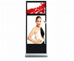 55+32 inch double screen stand alone indoor vertical digital signage