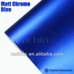 High Quality 1.52*20m Matte Blue Chrome Car Body Vinyl Wrap