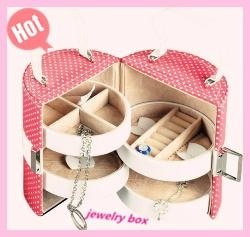 Pink princess fashion leather jewelry box factory