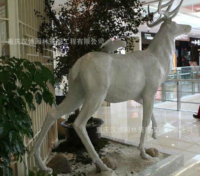 麋鹿动物玻璃钢雕塑摆件
