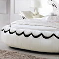 Bisini Modern White Oval Genuine Leather Bed, Double Bed 4