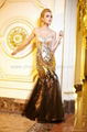  2014 forever unique dress ombre gold sequin fish tail/mermaid prom