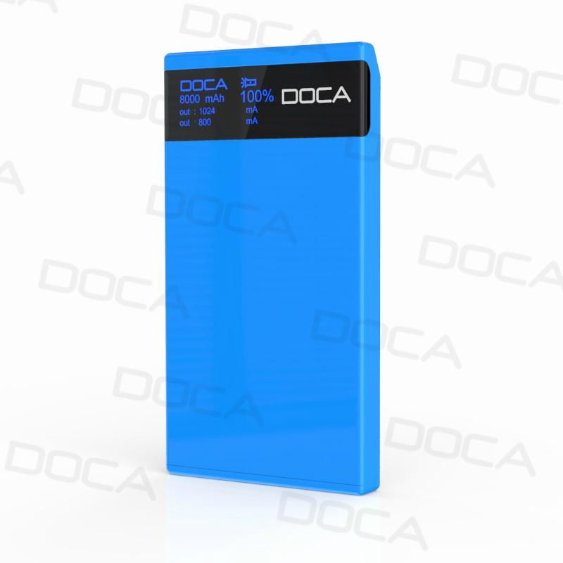 DOCA new design D601 ultra thin power bank 8000mAh for mobile phone  