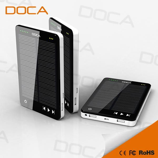 New Arrival Doca D595 Solar Charger Power Bank with MP3 Player 10000mAh 2