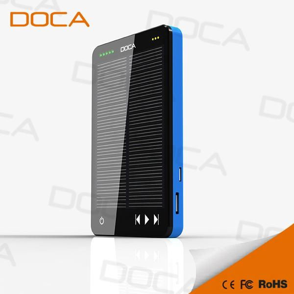 New Arrival Doca D595 Solar Charger Power Bank with MP3 Player 10000mAh 4