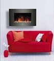 35"Black Curved Tempered Glass Wall Mounted Electric Fireplace Heater(Pebbles Fu