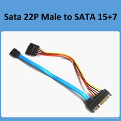 SATA 22 pin Male to 7 pin SATA Cable With 15 pin SATA Female Power Cable