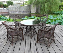 5Pcs Alu.&Rattan dining set