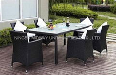 7Pcs Alu.&Rattan dining set    