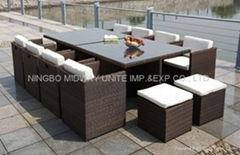 13Pcs Alu.&Rattan dining set  