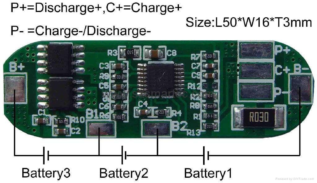 3S li ion bms for 11.1v battery pack