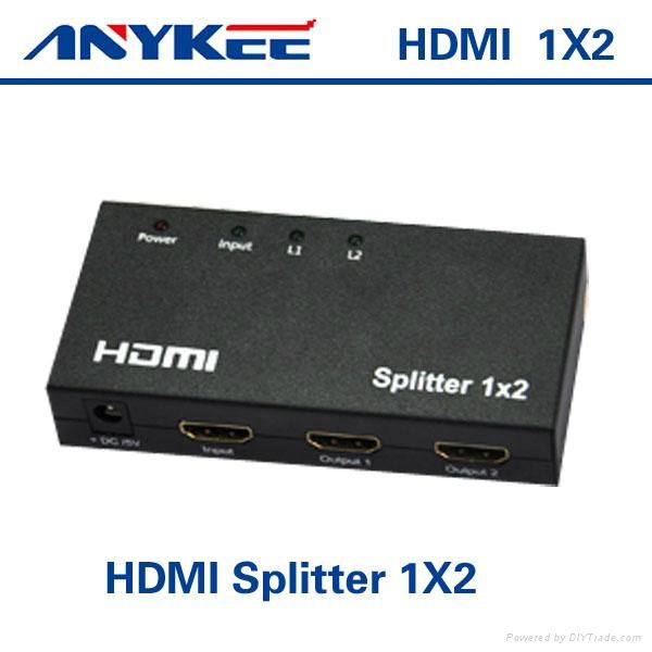 2 port hdmi splitter 1x2 1 in 2 out 1080P 3