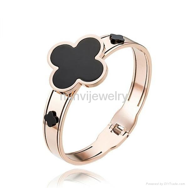 fashion black flower silver link bracelet 2