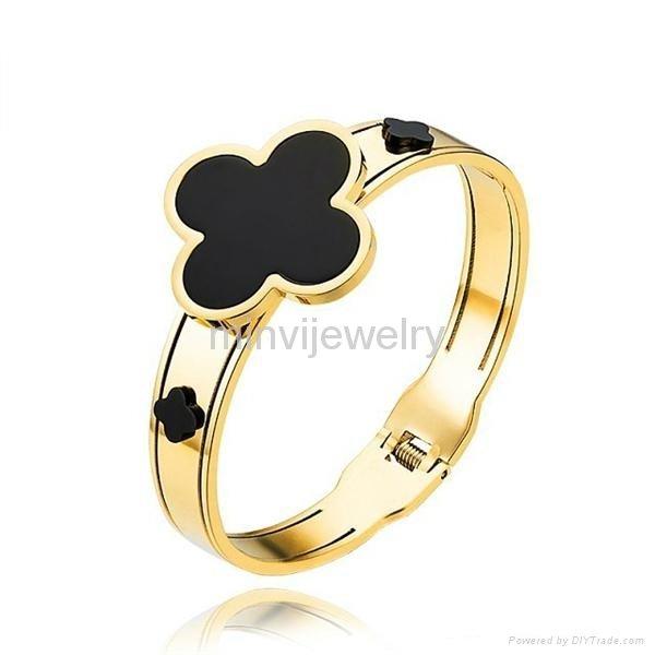 fashion black flower silver link bracelet 3