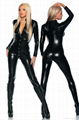 Black Punk Zipper Front Gothic Overall Catsuit 1