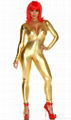 Wet-look Yellow Front Zipper Catsuit 1