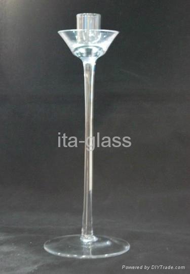 Handmade Elegant Clear Glass Candle Holder