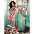 Red & Cream Cotton Salwar Kameez