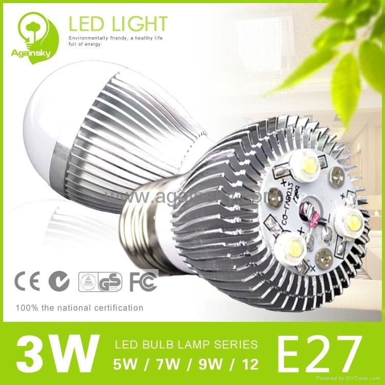 3W E14/E27 LED Bulb Lamp with high quality PC mask 3