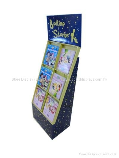 cardboard floor display stand for advertising with pockets 3