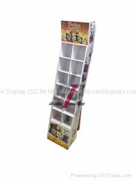 cardboard floor display stand for advertising with pockets 4