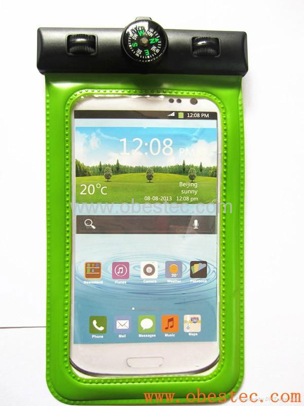 Smart pvc waterproof bag for mobile phone with arm belt with Compass Thermometer