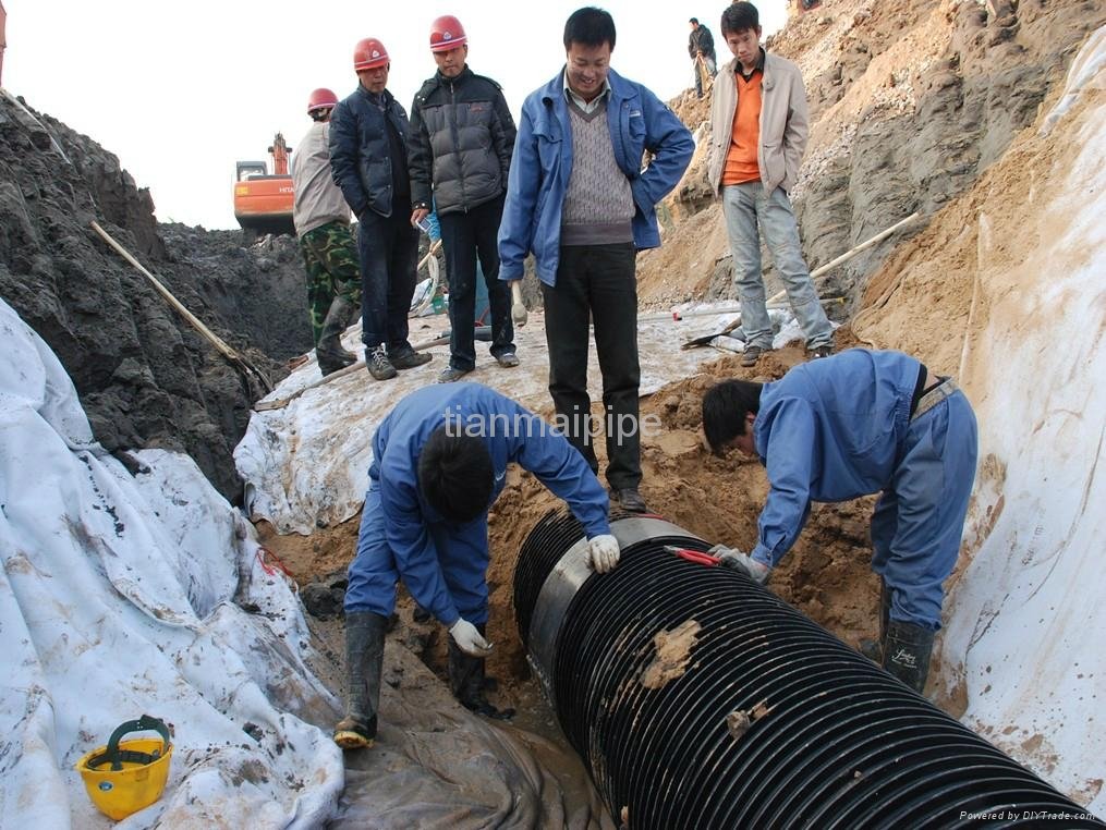 steel reinforced spirally wound HDPE drainage pipe 2