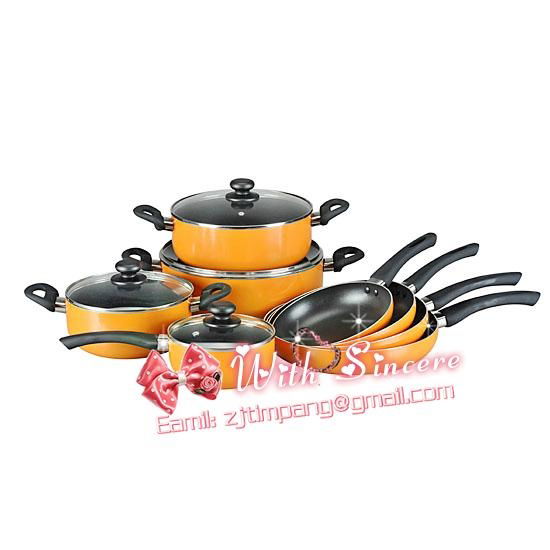 14pcs aluminum cookware set in non-stick coating