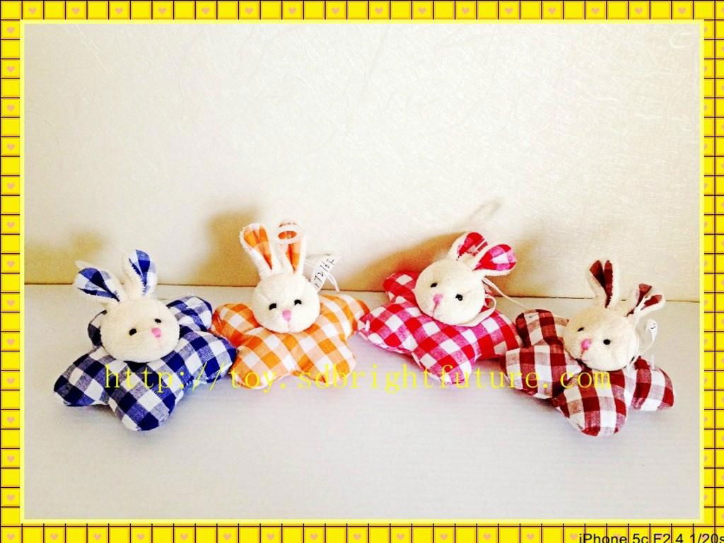 small stuffed rabbit with five star