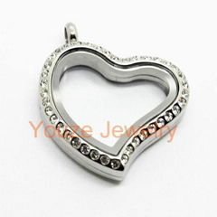 316Lstainless steel curved heart floating charms locket