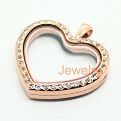 Rose heart 316Lstainless steel floating charms locket