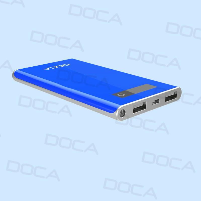 DOCA D602 8000mah external battery power bank samsung cell for smart phone 