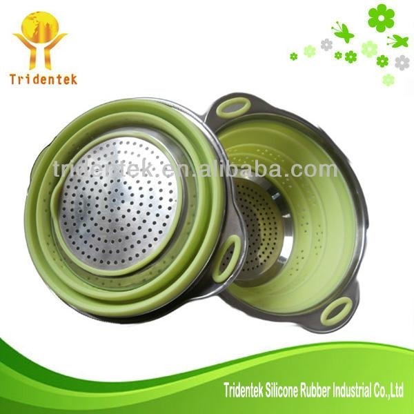 Wholesale food grade stainless steel handle silicone colander