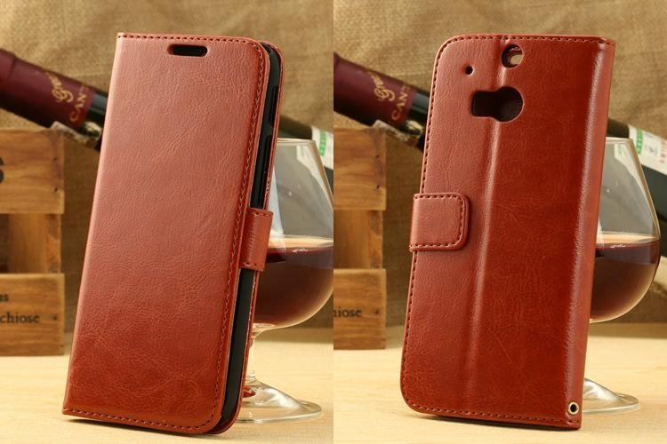 For HTC ONE (M8) folio leather case cover