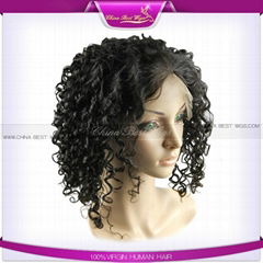 lace front wig 12inch natural color 15mm curl