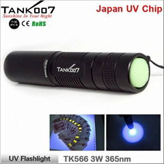 3w flashlight with 1w 395nm Japan high quality UV chip TANK007 TK566 