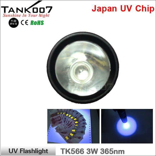 3w flashlight with 1w 395nm Japan high quality UV chip TANK007 TK566  5