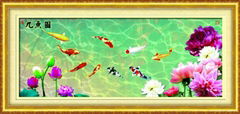 Prosperous nine fish cross stitch