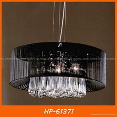 Black fabric shade crystal pendant lamp