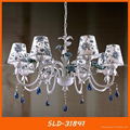 Beautiful fabric chandelier with ceramic rose  1