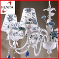 Beautiful fabric chandelier with ceramic rose  2