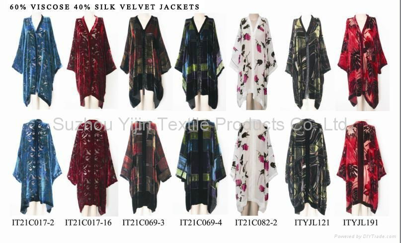 burnout silk velvet long jacket kimono - IT (China Manufacturer ...