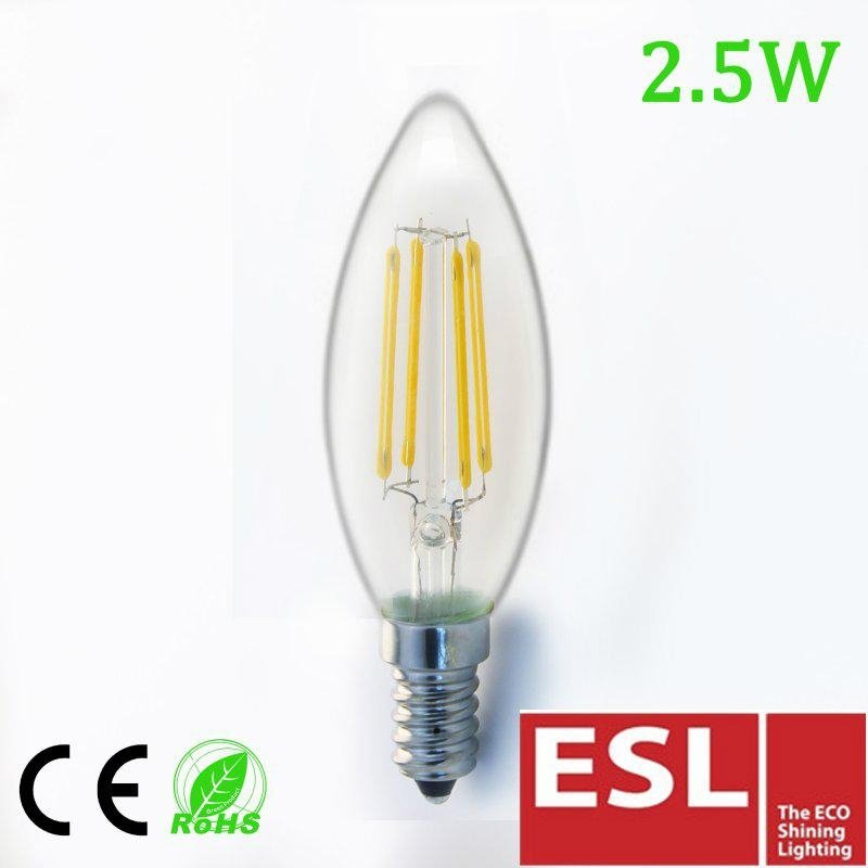 Galss Housing high lumen 360 angle 2.5W LED Filament LED bulb