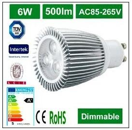 LED Spotlight 85-265V 6W Dimmable GU10 LED Bulb