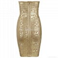 Crystal Embellished Gold Printed Bandage Dress 2