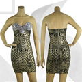 Crystal Embellished Gold Printed Bandage Dress 5