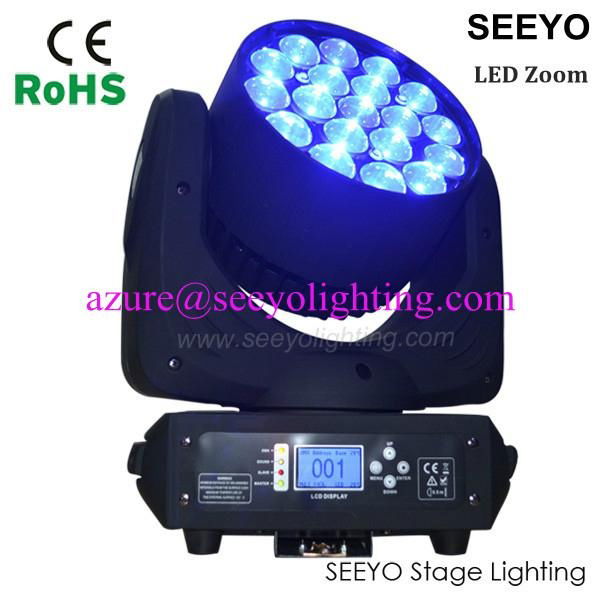 19pcs RGBW 4in1 zoom LED moving head light