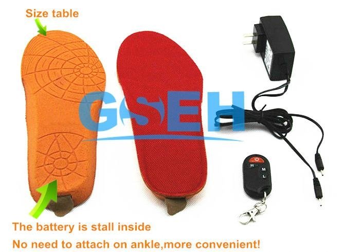 Li-ion battery heated shoe insole with remote control