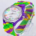 Fashion Diamond Watch With silicone Strap watches lady flat face watch  1