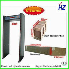 6 zones metal detector door HZ-600 with LED pillar lame